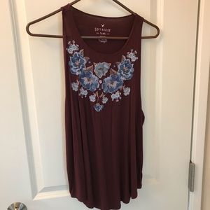 American Eagle Purple tank top with flowers
